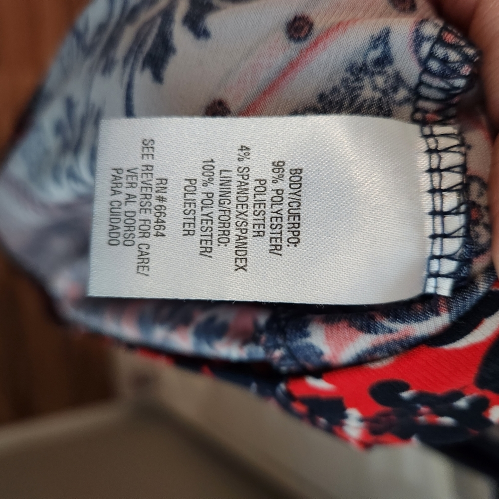 Sandra Darren 3/4 sleeve Navy printed paisley dress Size 10 - Picture 4 of 4